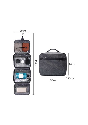 Sones Bange Bg-7529 Kullanışlı Seyahat Katlanabilir Kozmetik Saklama Çantası Kancalı Tuvalet Çantası Siyah