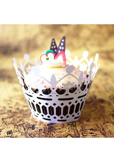 Suntek 50 Adet Lazer Kesim Taç Tema Cupcake Sarmalayıcılar