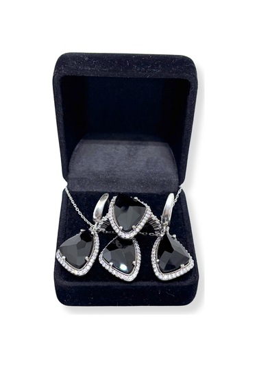 Oya Silver Beyaz Taşlı Gümüş Set&takım