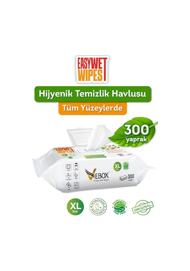 Vebox Easy Wet Wipes Yüzey Temizleme Havlusu 3x100 300 Yaprak