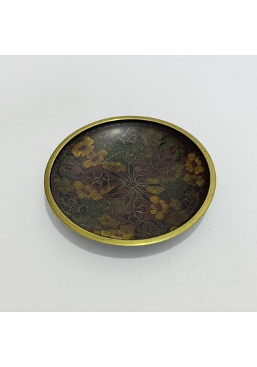 Antika Cloisonne Fincan Tabağı 10cm Çok Renkli