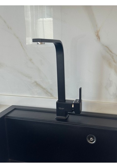 Kare Siyah Model Aç Kapa Mutfak Eviye Bataryası Siyah