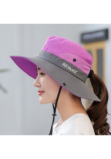 Uv Işınlarına Karşı Koruyucu Geniş Kenarlı Kadın Şapkası - Hafif Ve Konforlu Güneşten Korunma Aksesuarı Mor