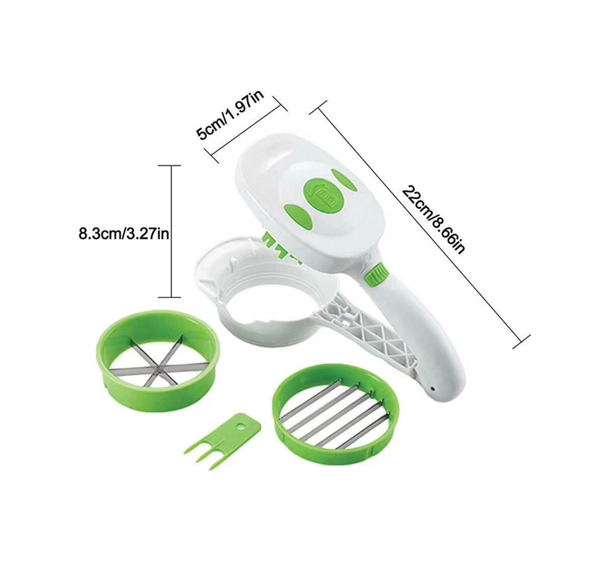 Youmex El Tipi 3 Farklı Dilimleme Bladıklı Sebze Kesici, 220 Ml Muhafaza Kasesi Ve Tazelik Kapaklı, Çabuk Ve Kolay Kullanım Beyaz - Yeşil