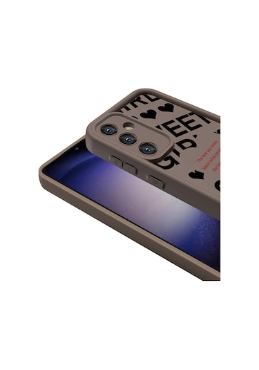 Galaxy Uyumlu S23 Fe Kılıf Kamera Korumalı Baskılı Arka Yüzey Tchs Klas Kapak - Açık Kahve Açık Kahve