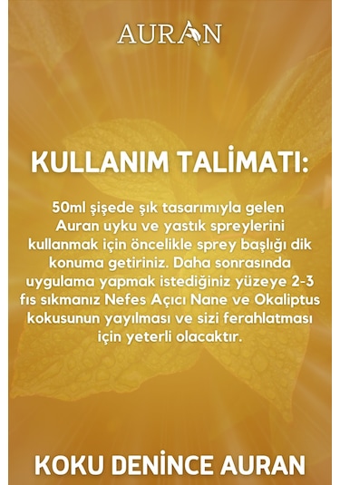 Auran Vanilya Uyku ve Yastık Spreyi 50 ML