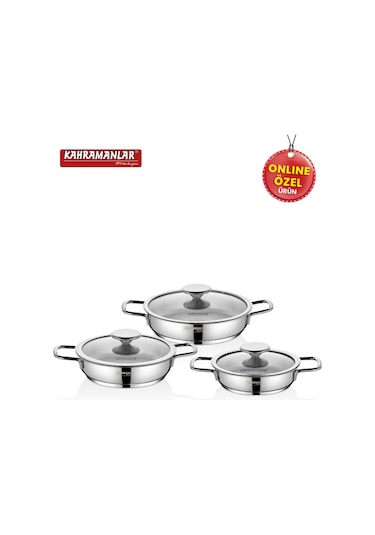Kahramanlar Yağmur İndüksiyon Tabanlı 3'lü Sahan Seti Gri