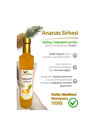 Ananas Sirkesi 500 Ml 4'lü Paket - Organik Doğal Fermantasyon