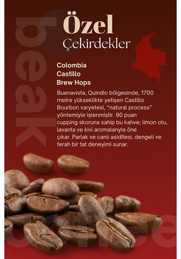 Colombia Brew Hops Çekirdek Kahve 250 Gr , %100 Arabica Çekirdek Kahve