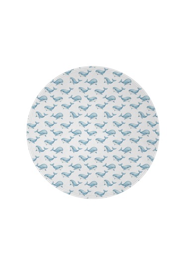 Balina Desenli 47 İnç Yuvarlak Polar Battaniye, Yumuşak, Hafif, Yetişkin & Çocuk-a18 Whale Watercolor Blue