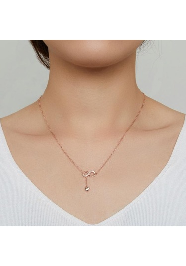 Gümüş Bamoer 925 Ayar Gümüş Infinity Sonsuza Aşk Zincir Kolye Kolye Kadınlar İçin