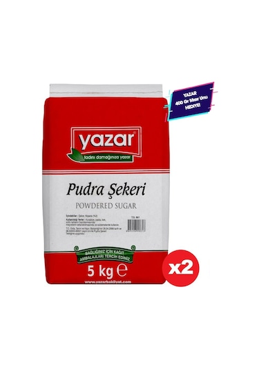 Yazar Pudra Şekeri 2 x 5 KG + Yazar Mısır Unu 400 G