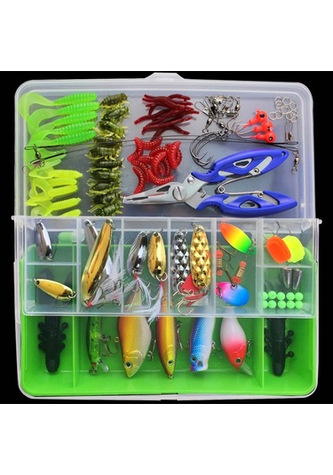 101 Adet Balıkçılık Yem Cazibesi Kiti Olta Takımı Yeşil