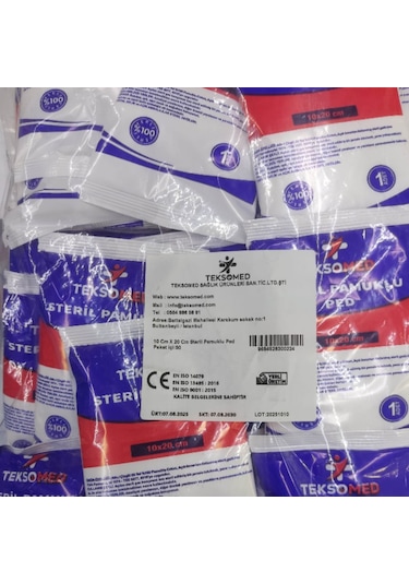 Teksomed 10x20 Steril Pamuklu Ped 50 Adet