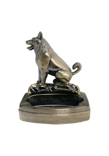 Kurt Figürlü Metal Küllük Ve Çakmak Dekoratif Masaüstü Aksesuar Hediyelik