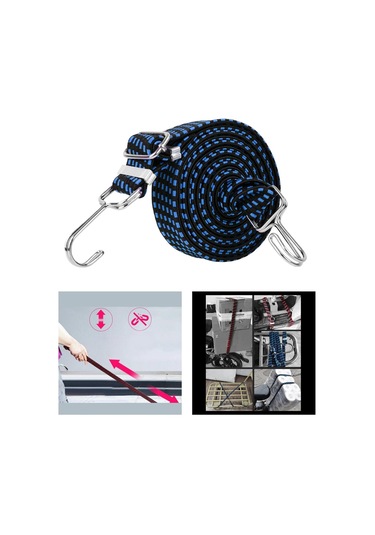 Homyl Kanca Ile Ağır Hizmet Elastik Bungee Cord Seyahat Mavi-2m Mavi 2m Mavi