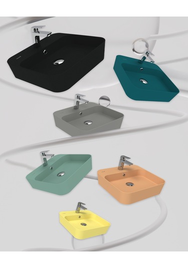 Creavit Loop Kare Masa Üstü İnce Çanak Lavabo 45 Cm Nil Yeşili Lp046-00ny