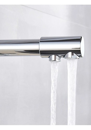 Paslanmaz Pirinç Arıtmalı Krom Eviye Bataryası Gri