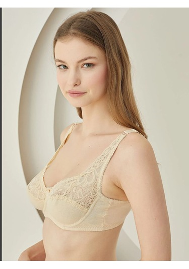 Aycı Dantelli Balenli Penye Toparlayıcı Sütyen Ten A358 Ten