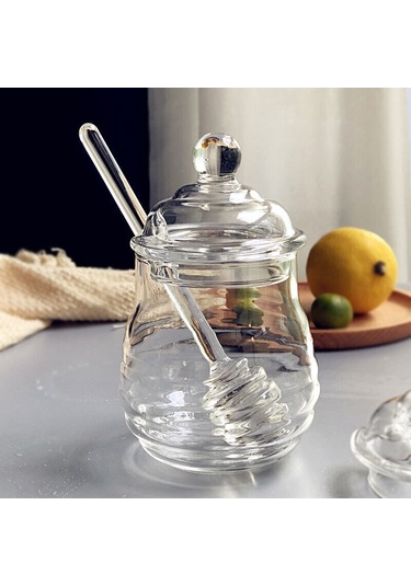 Vkemall Pratik Yüksek Kaliteli Bal Kavanozu - Sızdırmaz Kapaklı Mutfak Saklama Kabı Şeffaf