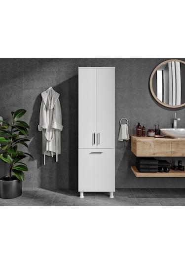 Rosepal Mobilya Sezar Kirli Sepetli Banyo Dolabı Beyaz