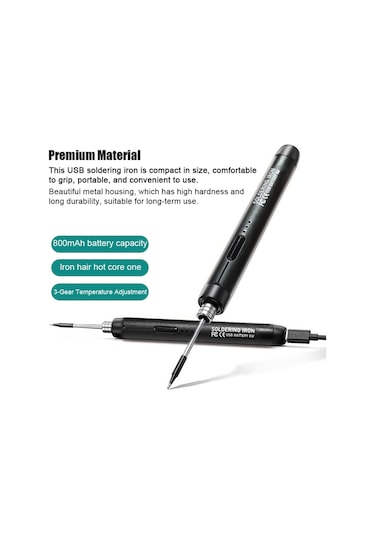 Yifomall Usb Taşınabilir Akıllı Lehim Makinesi - 450 C'ye Ayarlanabilir, 3 Uçlu, Şarj Edilebilir