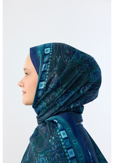 Mirsoy Scarf Asya Etnik Desen Şal Mavi