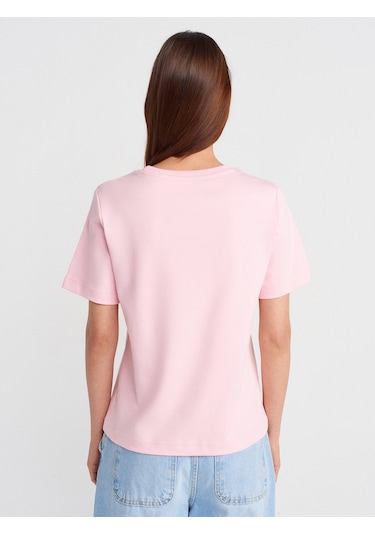Dilvin 31763 Bisiklet Yaka T-shirt-toz Pembe Toz Pembe
