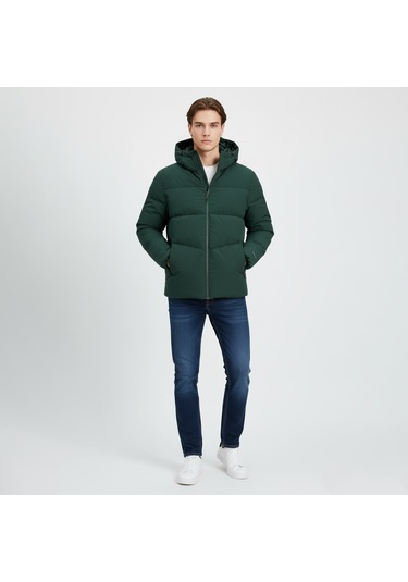 Jack&jones Global Puffer Erkek Yeşil Mont Yeşil