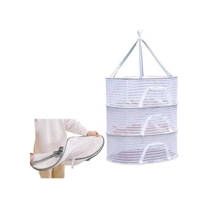Tongxida 3 Katmanlı Asılı Bitki Kurutucu, Net Kurutma Askısı, Sebzeler İçin Çamaşır Kurutma Beyaz