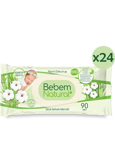 Bebem Natural Narin Dokunuş Bebek Islak Mendil 90 lı x 24 Adet