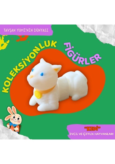 Tavşan Yumi Evcil Ve Çiftlik Hayvanları Koleksiyonu- 4 Parça 5-7 Cm Hareketli Oyuncaklar Ve Bilgilendirici Kartlar "