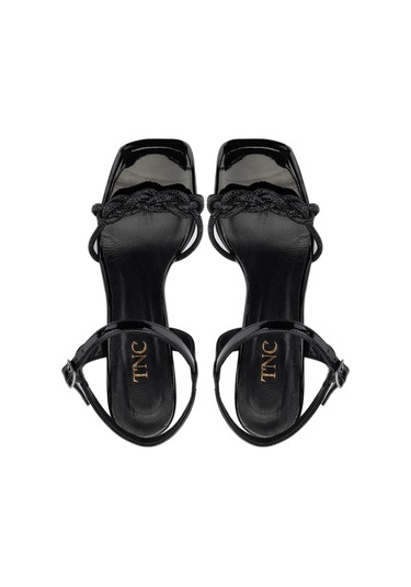 Tamer Tanca Kadın Vegan Siyah Rugan Topuklu Ayakkabı 1063 5600 Bn Ayk Y25 Sıyah Rgn Siyah Rugan