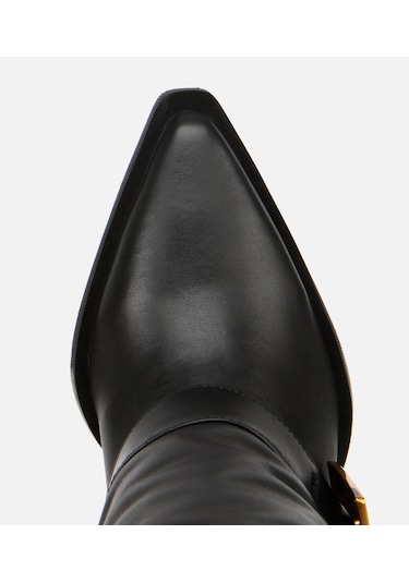 Hotiç Kadın Deri Siyah Pantolon Görünümlü Gold Tokalı Kalın Topuklu Bot 01boh315280a100 01boh315280a100 Siyah