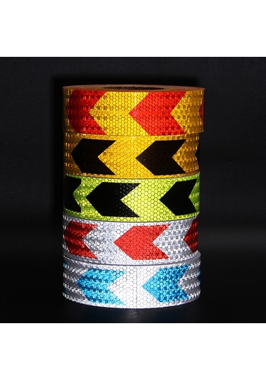 Shineyee Araç Yönlü Oklu Reflektör Şeridi - Gece Uyarı Fonsiyonu, 300x5 Cm Sarı-kırmızı, Pvc Materyal, Yüksek Yansıma