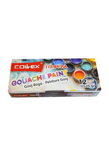 Collex Guaj Boya 12 Renk Karton Kutuda 25 Ml 6228 Çok Renkli