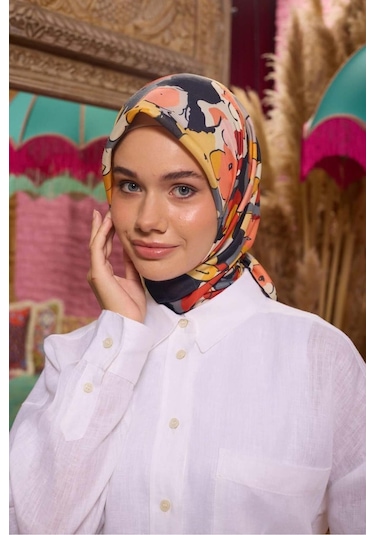 İpekhan Marrakech Koleksiyon Soft Eşarp 1209 - 08 Gri/sarı Gri-sarı-08