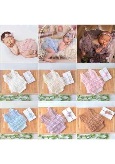 Born Girl Photoshoot Kıyafet - Fotoğraf Prop Ve Resim Prop İçin Dantel Romper Prenses Kostümü Çok Renkli