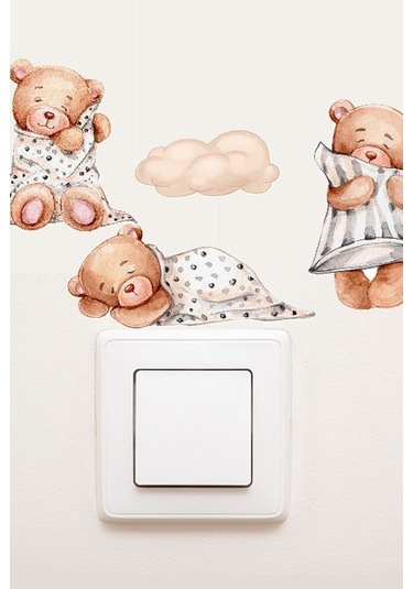 MSticker 3lü Uyuyan Sevimli Ayıcık Priz Sticker