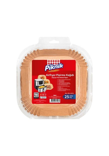 Piknik Airfryer Pişirme Kağıdı Kare 25'li Kahve Rengi