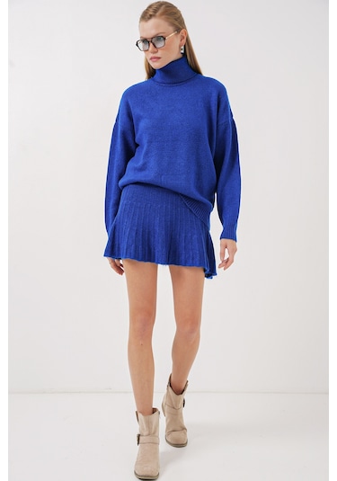 Bigdart 15891 Kazak Etek Triko İkili Takım - Saks