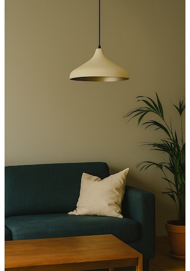 Nil Krem Renk Özel Tasarım Modern Dekoratif Cafe Sarkıt Cafe - Mutfak Tekli Avize Krem