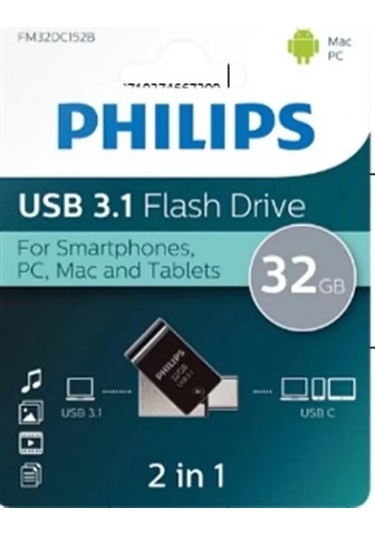 Sh Philips Fm32dc152b/00 32gb 2 In 1 Type-c/usb 3.1 Siyah Gri Usb Bellek Najmaddin