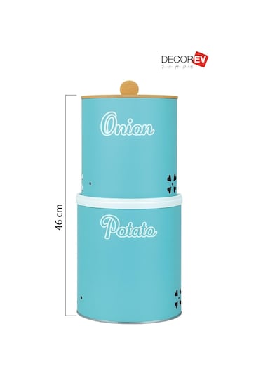 Decorev Bambu Tek Kapaklı Metal Patates Soğanlık Mint Rengi Dc -7107 Mint Yeşili