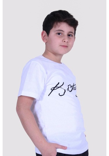 Fyk Kids 2'li Atatürk-imza Farklı Desenli Erkek-kız Çocuk T-shirt Beyaz - Kırmızı