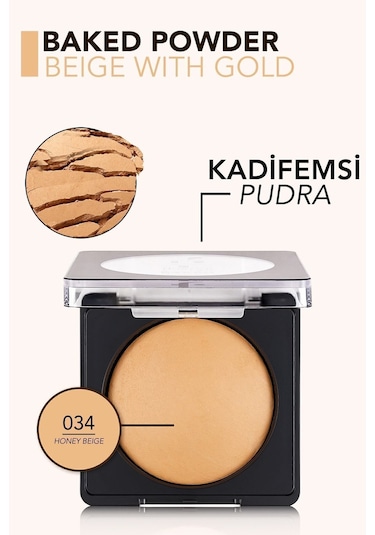 Flormar Yoğun Pigmentli Fırınlanmış Mat Pudra  - Baked Powder - 034 Honey Beige - 8682536053617
