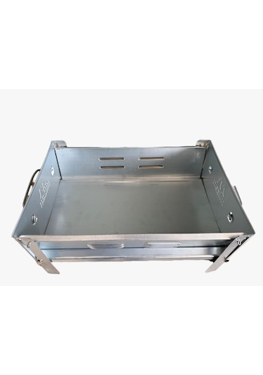 Despina Home Katlanabilir Krom Izgaralı Galvaniz Mangal Çantalı 0.60mm Kalın Gümüş