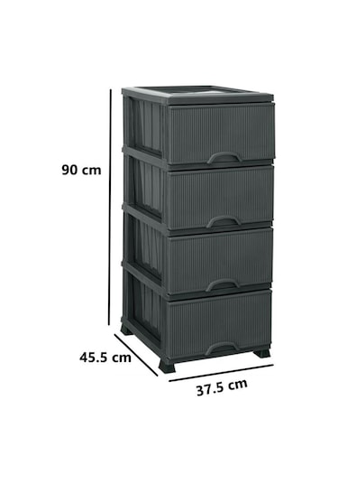 Omnipazar Elf-n293 Nostalji Plastik Mutfak Komidin Sebzelik 4 Katlı Antrasit