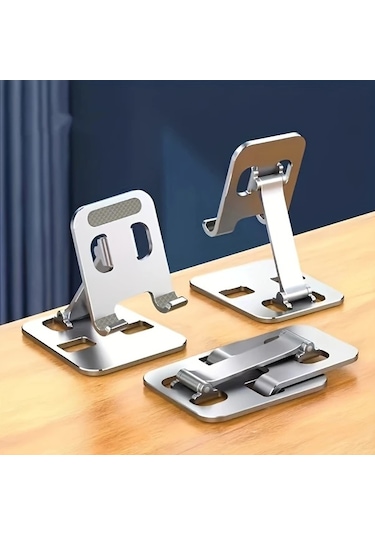 Chenkestoreone Aurora Gümüş Tüm Metal Katlanır Çok Açılı Telefon Tablet Tutucu Aurora Gümüşî