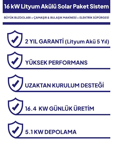 16 Kw Lityum Akülü Solar Güneş Enerjisi Sistemi